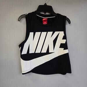 Nike Sportswear NSW Futura Cropped Graphic Tank Top - Black/White - Small